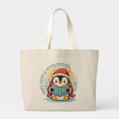 Whimsical Penguin Reader Large Jumbo Tote Bag Jumbo Stoffbeutel (Rückseite)