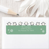 Whimsical Penguins Holiday Address Labels (aqua) (Insitu)