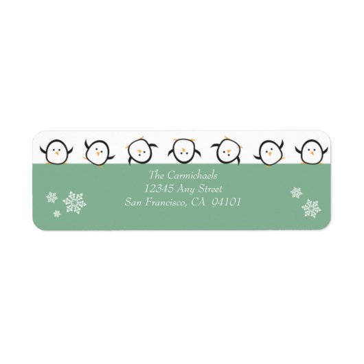 Whimsical Penguins Holiday Address Labels (aqua) (Vorne)