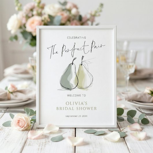 Whimsical Perfect Pair Pear Welcome Bridal Shower Poster