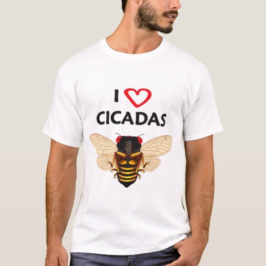 Whimsical Periodic "I Liebe Cicadas" Design T-Shirt (Vorderseite)