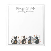 Whimsical Personalisiert "Dings of Note" Black Cat Notizblock (Vorderseite)