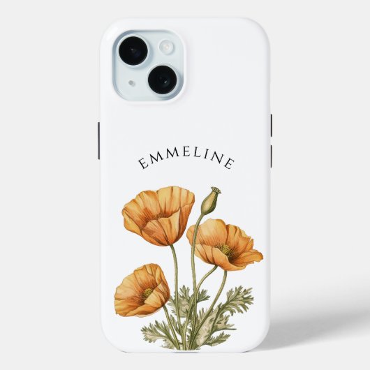 Whimsical Personalisiert Golden Poppies Case-Mate iPhone Hülle (Rückseite)