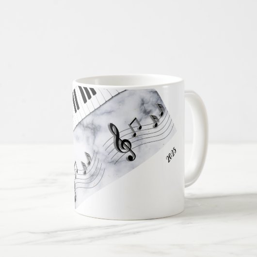 Whimsical Personalisiert Piano Keys Schwarz-weiß Kaffeetasse (VorderseiteRechts)