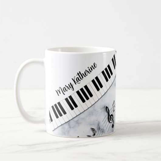 Whimsical Personalisiert Piano Keys Schwarz-weiß Kaffeetasse (Links)
