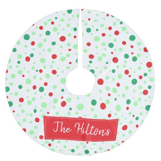Whimsical Personalisiert Polka Dot Weihnachtsrock Polyester Weihnachtsbaumdecke (Vorderseite)