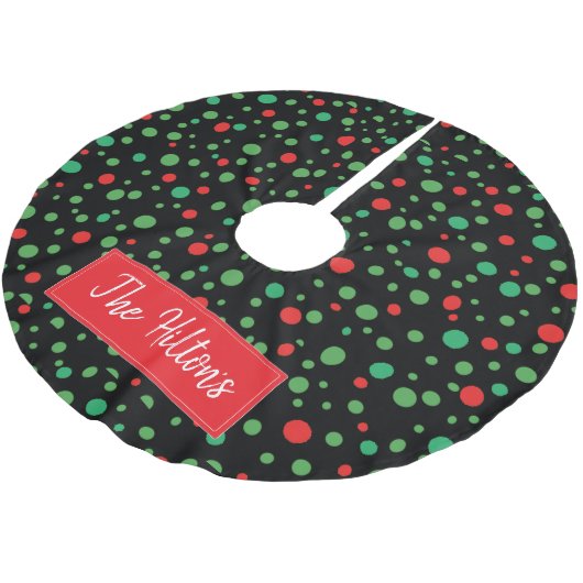 Whimsical Personalisiert Polka Dot Weihnachtsrock Polyester Weihnachtsbaumdecke (Schrägansicht)