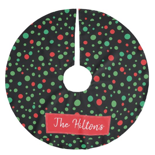 Whimsical Personalisiert Polka Dot Weihnachtsrock Polyester Weihnachtsbaumdecke (Vorderseite)