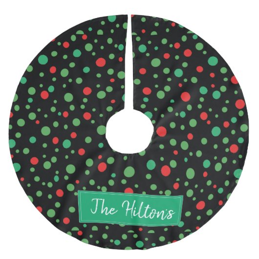 Whimsical Personalisiert Polka Dot Weihnachtsrock Polyester Weihnachtsbaumdecke (Vorderseite)