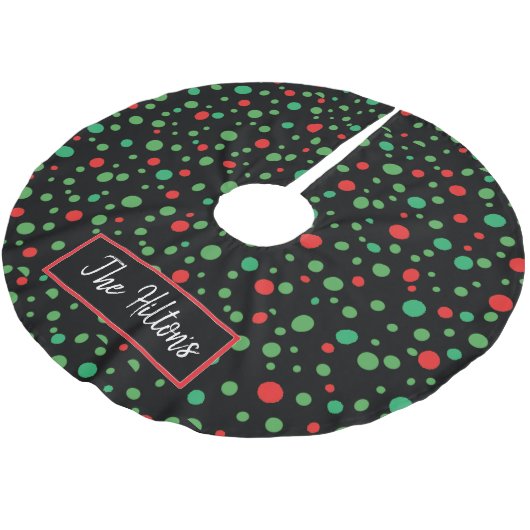 Whimsical Personalisiert Polka Dot Weihnachtsrock Polyester Weihnachtsbaumdecke (Schrägansicht)