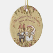 Whimsical Personalisiert Wedding Bride Groom Flora Keramik Ornament (Rechts)