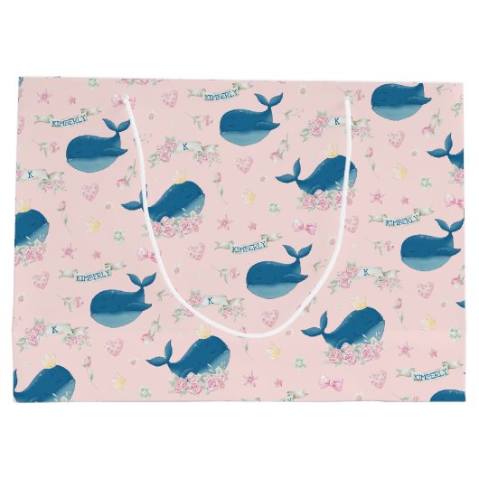 Whimsical Personalisiert Whale Große Geschenktüte (Rückseite)