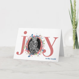 Whimsical personalisierte JOY Florale Weihnachtsfo Karte