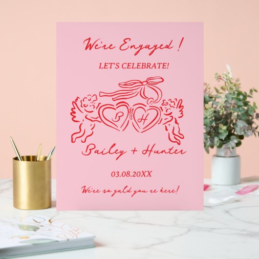 Whimsical Personalized Engagement couple Sign Acrylschild (Hochzeit)