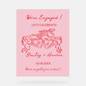 Whimsical Personalized Engagement couple Sign Acrylschild (Vorderseite)