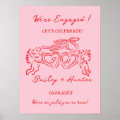 Whimsical Personalized Engagement couple Sign Poster (Vorne)