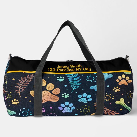 Whimsical Pet Print Travel Organizer Duffle Bag (Vorderseite)