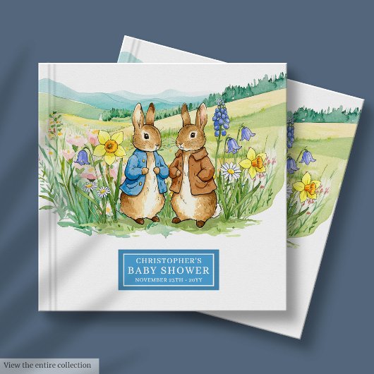 Whimsical Peter Rabbit Baby Shower Guest Book Boy Gästebuch