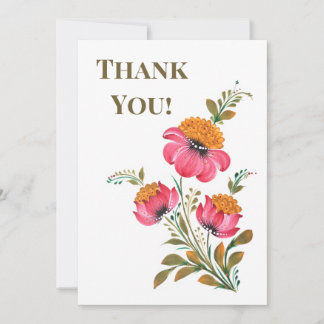 Whimsical Petrykivka Rosa Floral Dankeskarte