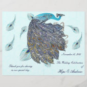 Whimsical Pfauenfeder Hochzeitsprogramm (Vorderseite)
