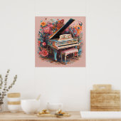 Whimsical Piano in Bloom Poster (Küche)