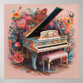Whimsical Piano in Bloom Poster (Vorne)