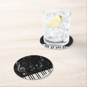 Whimsical Piano und Musical Notes Runder Pappuntersetzer (Vor Ort)
