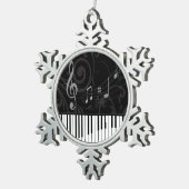 Whimsical Piano und Musical Notes Schneeflocken Zinn-Ornament (Rechts)