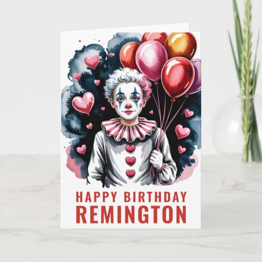 Whimsical Pierrot Birthday Clown Karte (Vorderseite)