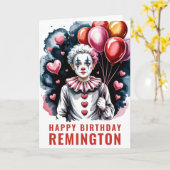 Whimsical Pierrot Birthday Clown Karte (Gelbe Blume)