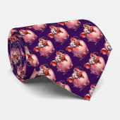 Whimsical Pig Custom Necktie Tie Krawatte (Gerollt)