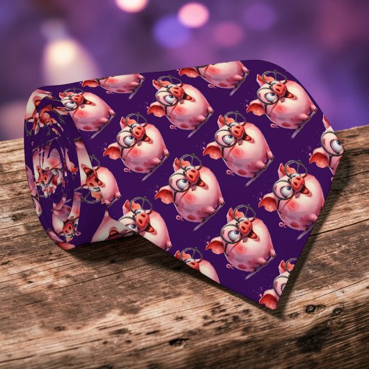 Whimsical Pig Custom Necktie Tie Krawatte