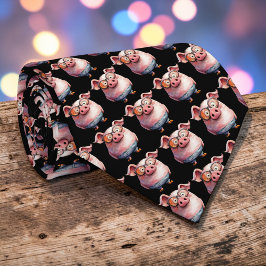 Whimsical Pig Custom Necktie Tie Krawatte