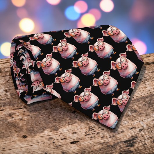 Whimsical Pig Custom Necktie Tie Krawatte