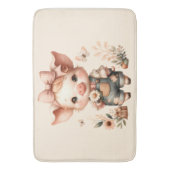 Whimsical Piglet in Pastel Overalls Peach Badematte (Vorderseite Vertikal)