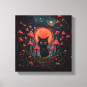 Whimsical Pilzkatze Stretched Canvas Print Leinwanddruck (Vorderseite)