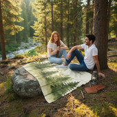 Whimsical Pine Forest Wasserfarben Name Fleecedecke