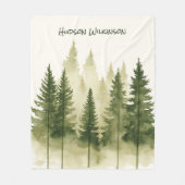 Whimsical Pine Forest Wasserfarben Name Fleecedecke (Vorderseite)