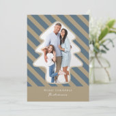 Whimsical Pine Tree Shaped Foto Frohe Weihnachten (Stehend Vorderseite)