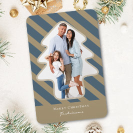 Whimsical Pine Tree Shaped Foto Holiday Card Magnet