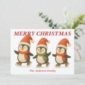 Whimsical Pinguine Ice Skaten Weihnachten (Stehend Vorderseite)