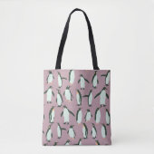 Whimsical Pinguins Pattern auf Violet Tasche (Vorderseite)