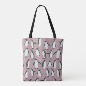Whimsical Pinguins Pattern auf Violet Tasche (Rückseite)