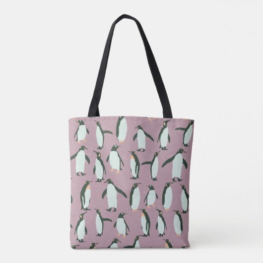 Whimsical Pinguins Pattern auf Violet Tasche (Rückseite)