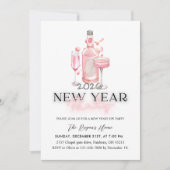 Whimsical Pink 2026 Neujahrsfeier Einladung (Vorderseite)
