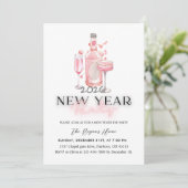 Whimsical Pink 2026 Neujahrsfeier Einladung (Stehend Vorderseite)