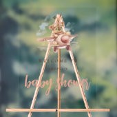 Whimsical Pink Airplane Adventure Baby Dusche Acrylschild (Neutral)