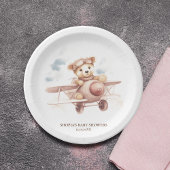 Whimsical Pink Airplane Adventure Baby Dusche Pappteller