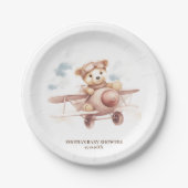 Whimsical Pink Airplane Adventure Baby Dusche Pappteller (Vorderseite)
