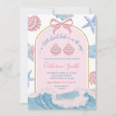 Whimsical Pink and Blue Beach Babe Baby Shower Einladung (Vorderseite)
